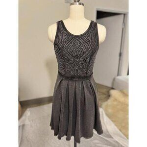 Free People Knit Skater Dress Gray Sz Small Open Back Excellent